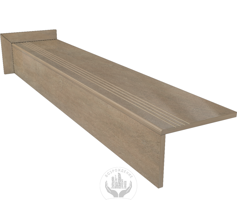Ступень керамогранит Королевская дорога 120x30, светло-коричневая,  матовая  120x30 Матовый Светло-коричневый