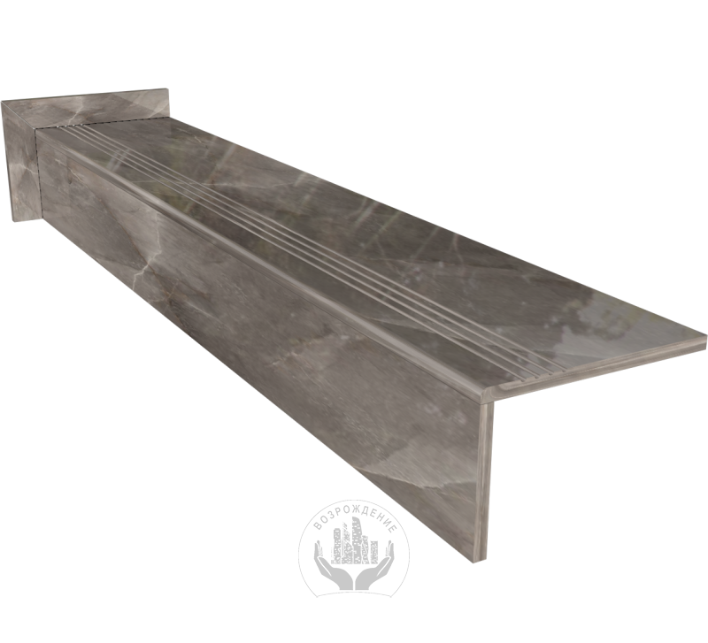 Ступень керамогранит Azul Gray 120x30, серая, глянцевая  120x30 Глянцевый Серый