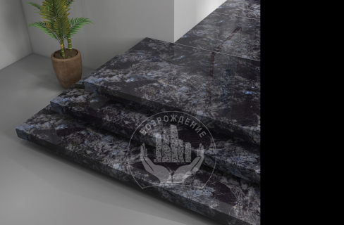 Керамогранит Cosmo Blue 240x80, черный, синий, глянцевый OC0000062 240x80 Глянцевый Черный Синий