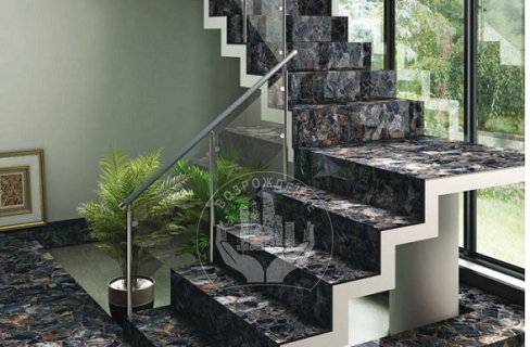 Керамогранит Cosmo Blue 240x80, черный, синий, глянцевый OC0000062 240x80 Глянцевый Черный Синий