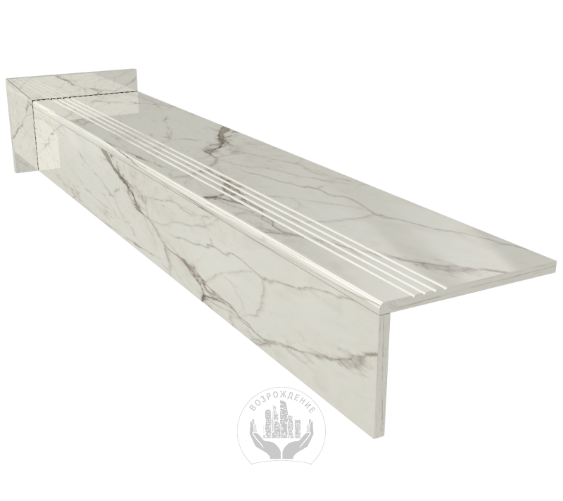 Ступень керамогранит Superb Satuario Grande 120x30, белая, глянцевая  120x30 Глянцевый Белый