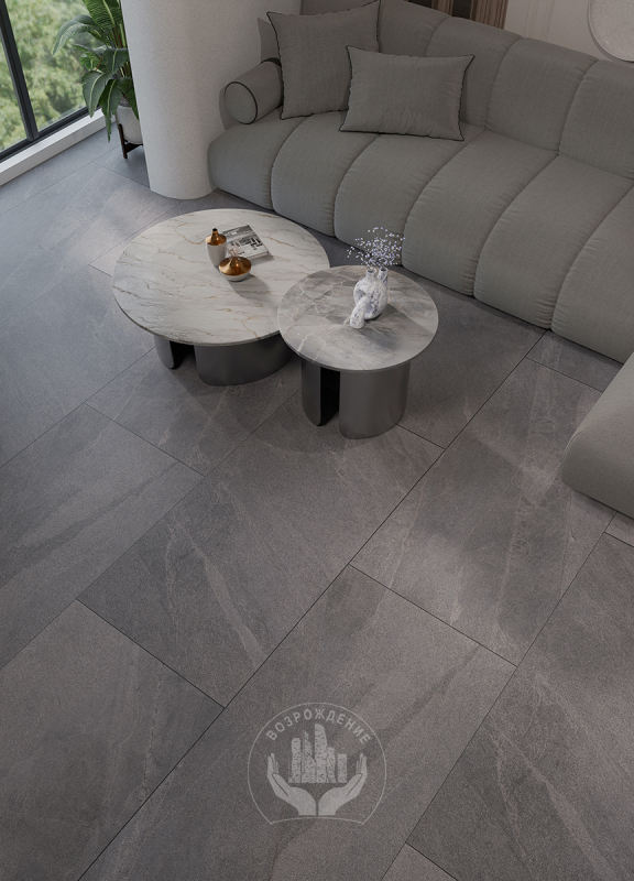 Керамогранит Lunar Dark Grey 120х60х0.9  PT12Е7072 120x60 Матовая Карвинг Серый