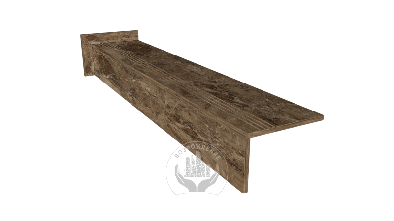 Ступень керамогранит Breccia Paradiso 160x30, коричневая, глянцевая  160x30 Глянцевый Коричневый