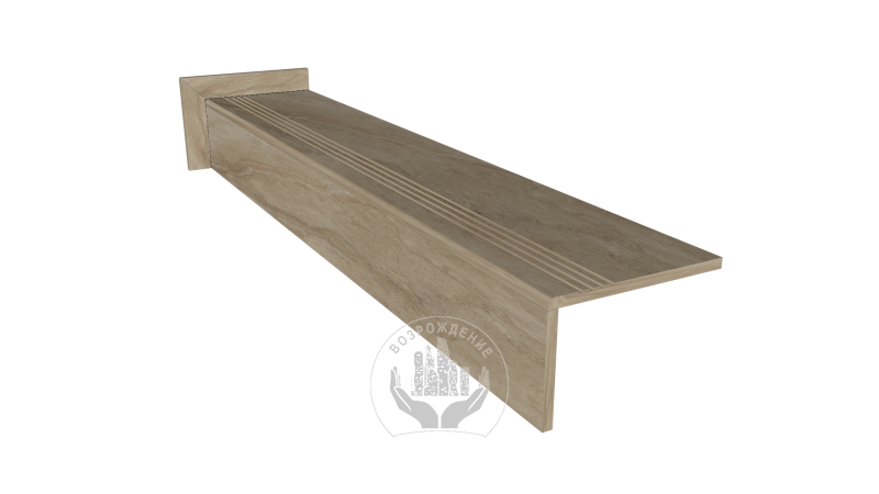 Ступень керамогранит Travertino Classic 160x30, коричневая, глянцевая  160x30 Глянцевый Коричневый