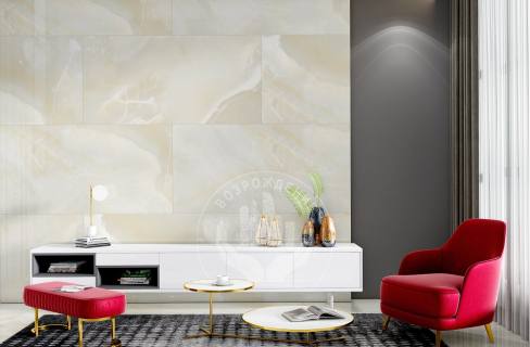 Ступень керамогранит Calacatta Oro 160x30, бежевая, глянцевая  160x30 Глянцевый Бежевый