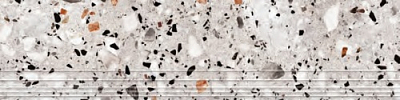 Ступень керамогранит Evia Terrazzo" 120х30х1,1 серая, глазурованная матовая NEW NR0371 120x30 Глазурованная Матовая Серый