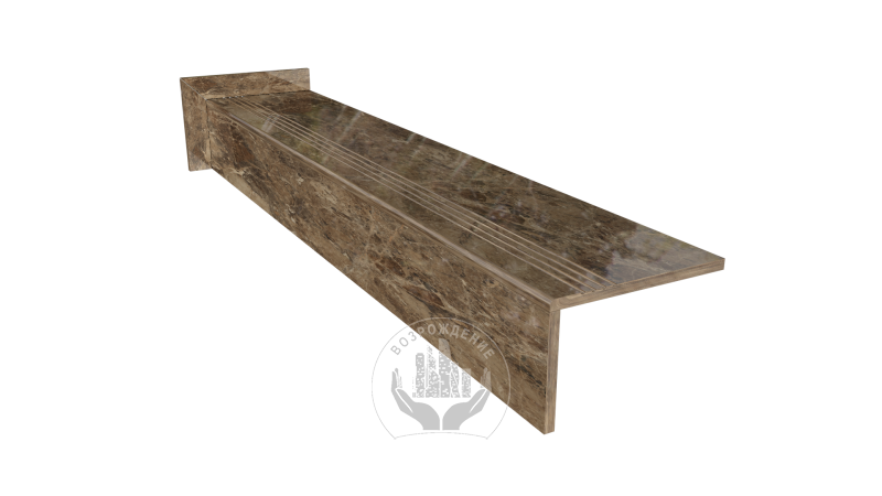 Ступень керамогранит Breccia Paradiso 160x30, коричневая, глянцевая  160x30 Глянцевый Коричневый