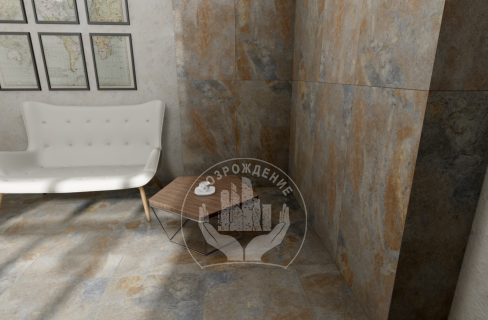 Ступень керамогранит Rust 120x30, серая, лаппатированная  120x30 Лаппатированный Серый