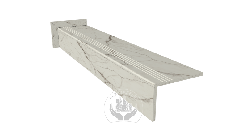 Ступень керамогранит Superb Satuario Grande 120x30, белая, глянцевая  120x30 Глянцевый Белый