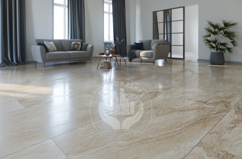 Ступень керамогранит Travertino Classic 160x30, коричневая, глянцевая  160x30 Глянцевый Коричневый