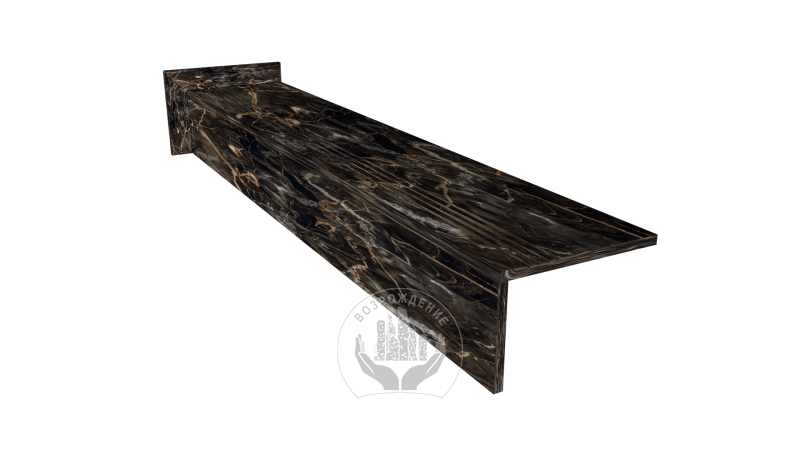 Ступень керамогранит Wind Natural Royal 120x30, черная, глянцевая  120x30 Глянцевый Черный