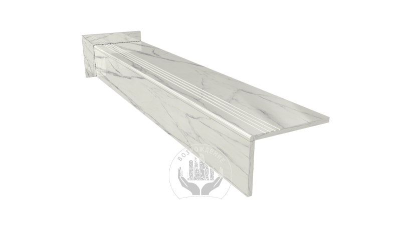 Ступень керамогранит Baleno Grey Royal 120x30, белая, матовая  120x30 Матовый Белый