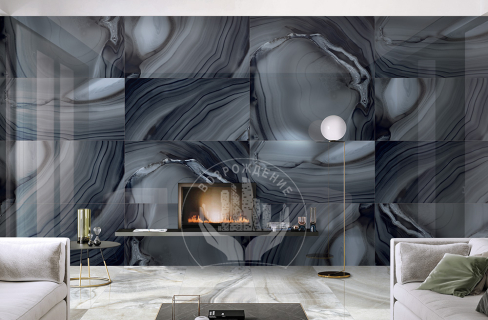 Керамогранит Nero Decor 120x60, серый, белый, черный, глянцевый OC0000053 120x60 Глянцевый High Glossy Серый Белый Черный