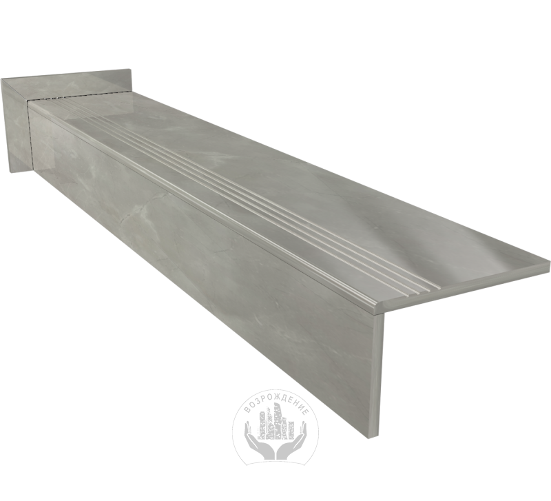 Ступень керамогранит Pulpis Gray 120x30, серая, глянцевая  120x30 Глянцевый Серый